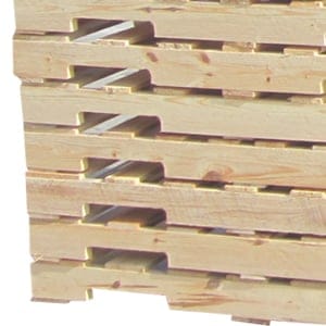 pallets stacked perfectly in a corner