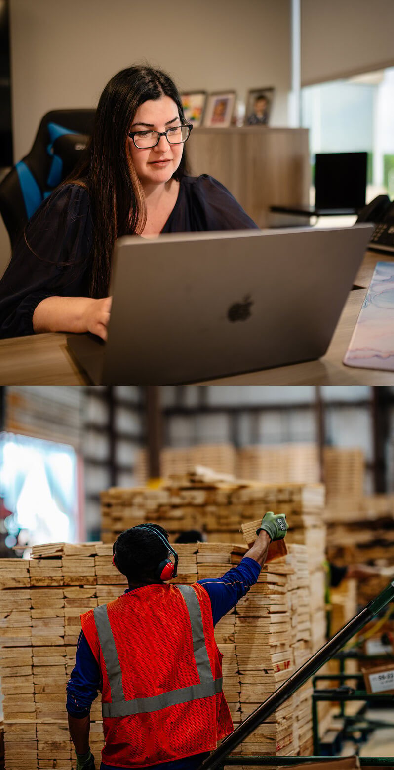 collage of rose pallet team working
