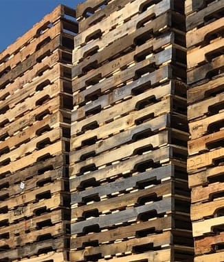 reconditioned pallets stacked
