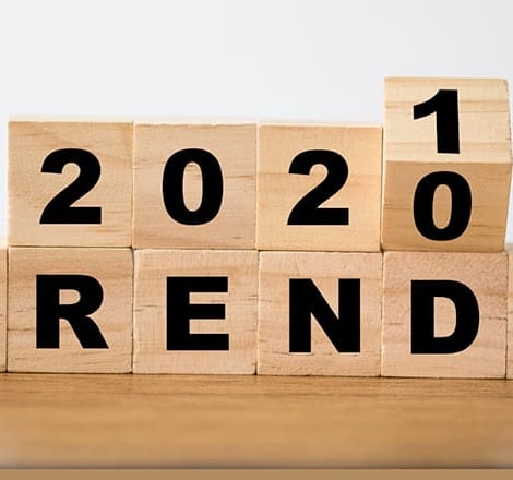 2021 trends spelled out with wooden blocks
