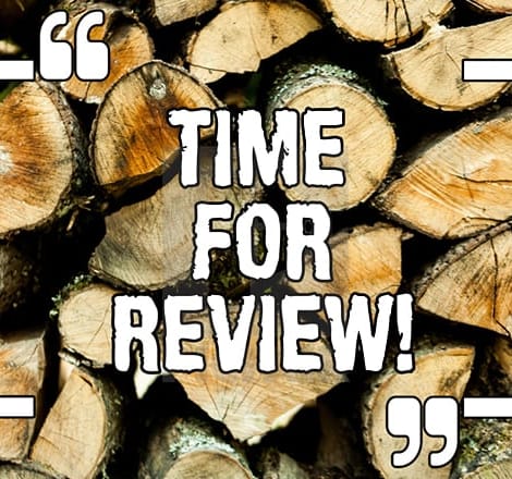 time for review with wood in the background