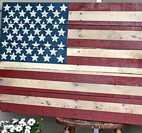 american flag painted on wooden pallet