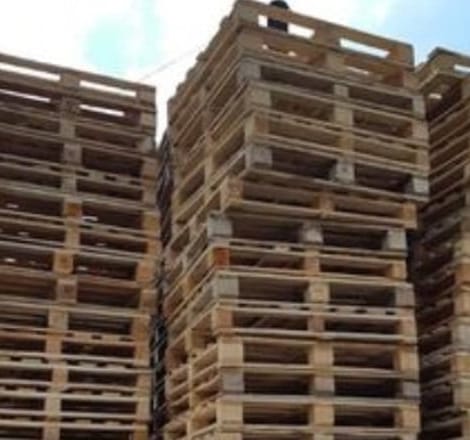 pallets stacked high