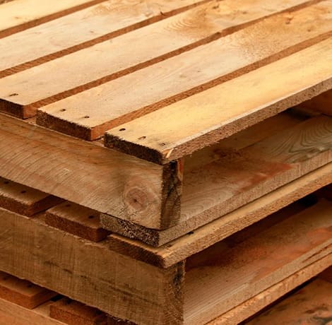 close-up of a stack of pallets