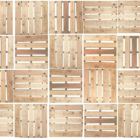 wooden pallets in a grid
