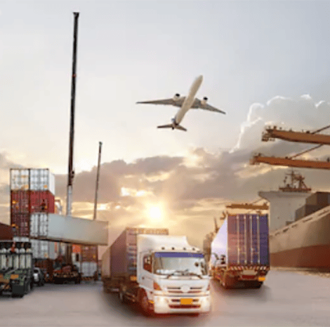 global trade using wooden pallets to transport goods
