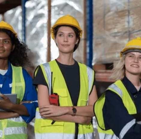 close-up of 3 woman workers