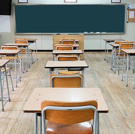 inside of a empty classroom