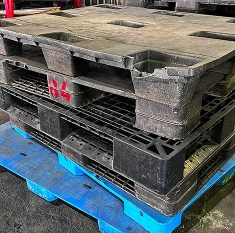 close-up of plastic pallets