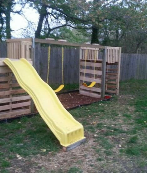 playground made out of wooden pallets