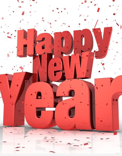 Happy New Year with red confetti