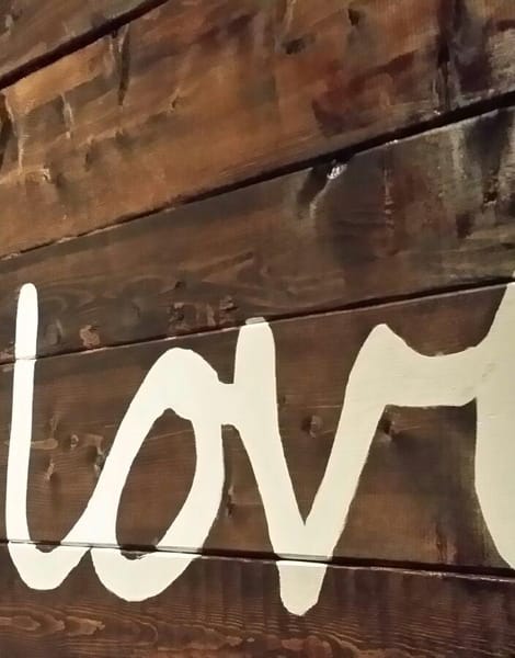 love written out on pallet