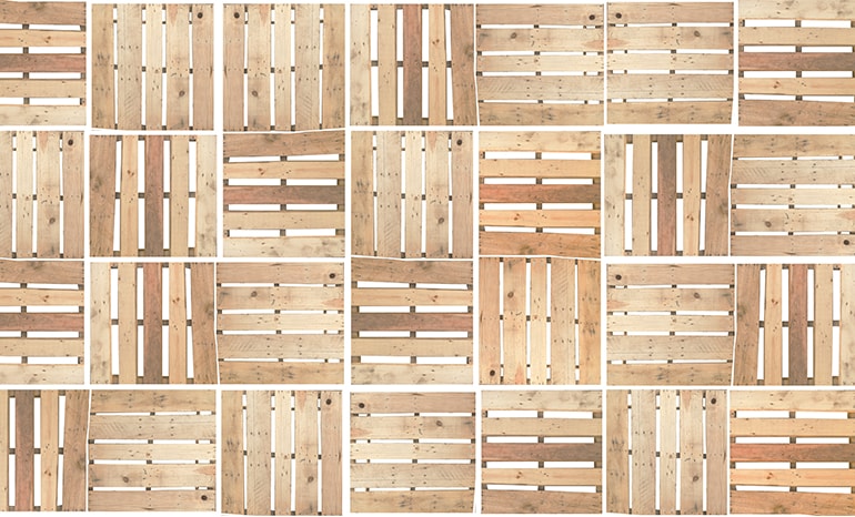 wooden pallets in a grid