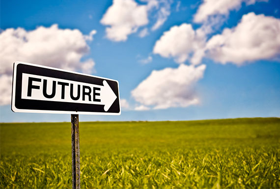 future on a road sign pointing in a direction
