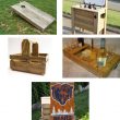 collage of tailgating projects you can make with a wooden pallet