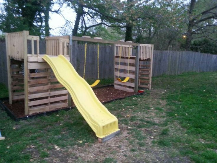 playground made out of wooden pallets