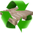 recycling wood pallets with green arrows
