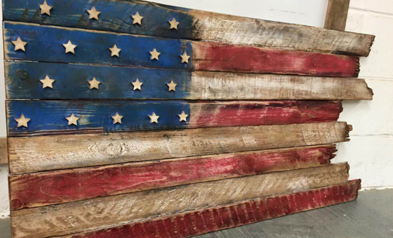 American Flag made out of pallets