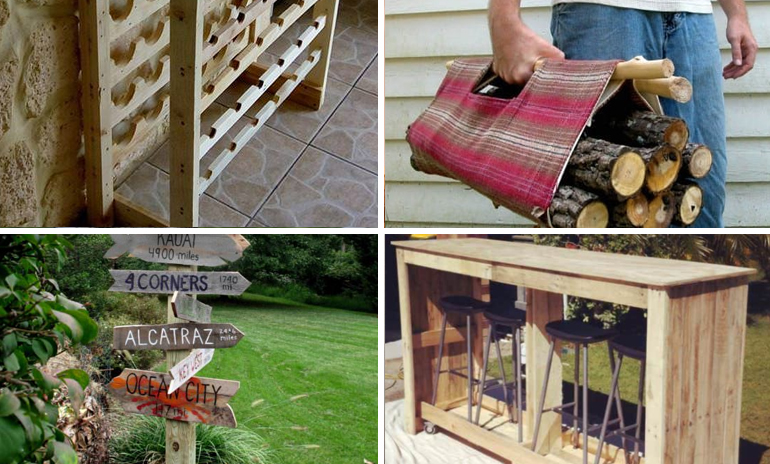 collage of different gift ideas for dad made out of pallets
