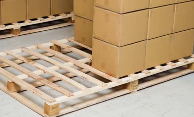 boxes sitting on top of a pallets