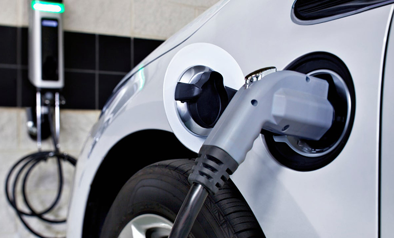 close-up of car charging