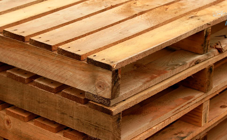 close-up of a stack of pallets
